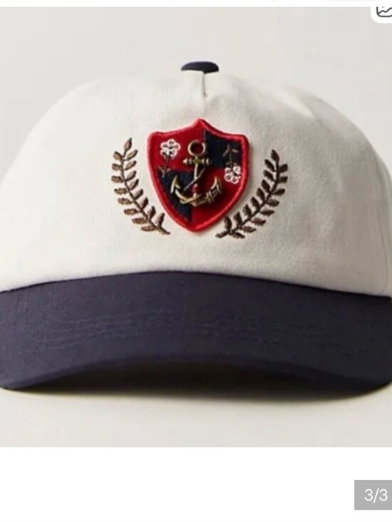 Free People Accessories - Free People White & Navy Anchor Charm Baseball Hat